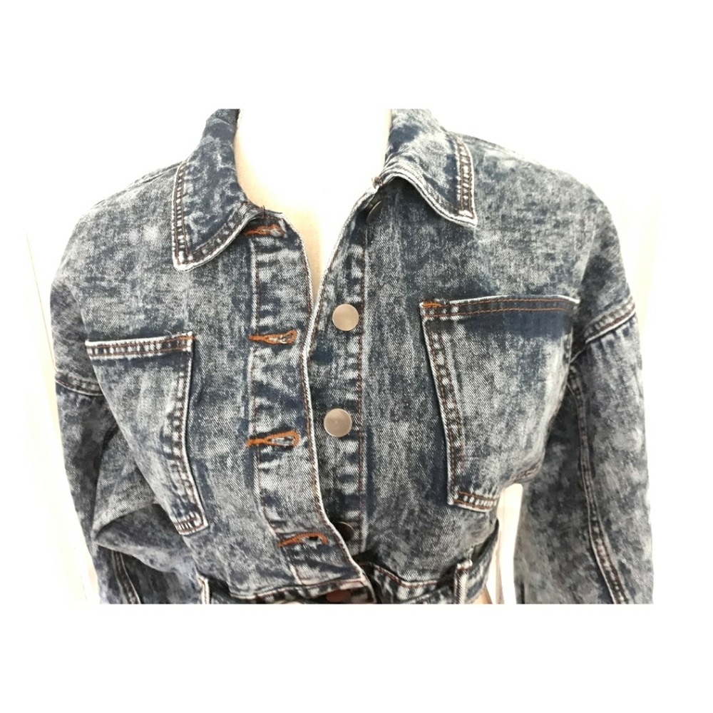 American Bazi Acid aWash Denim Cropped Jacket - Picture 8 of 8